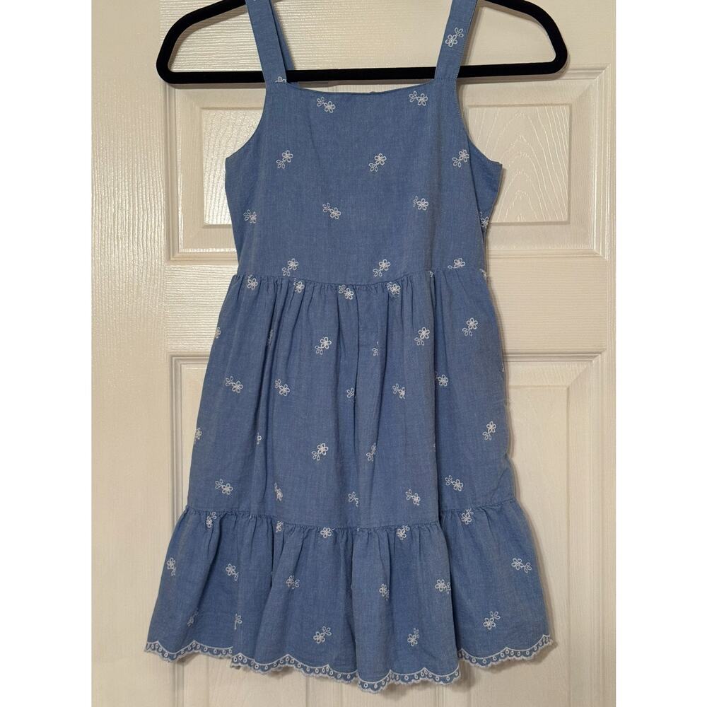 Cat and Jack Girls Embroidered Tiered Ruffle Lace Pocket Sundress size 10/12